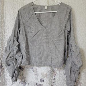 BP Striped Bubble Sleeve Tops